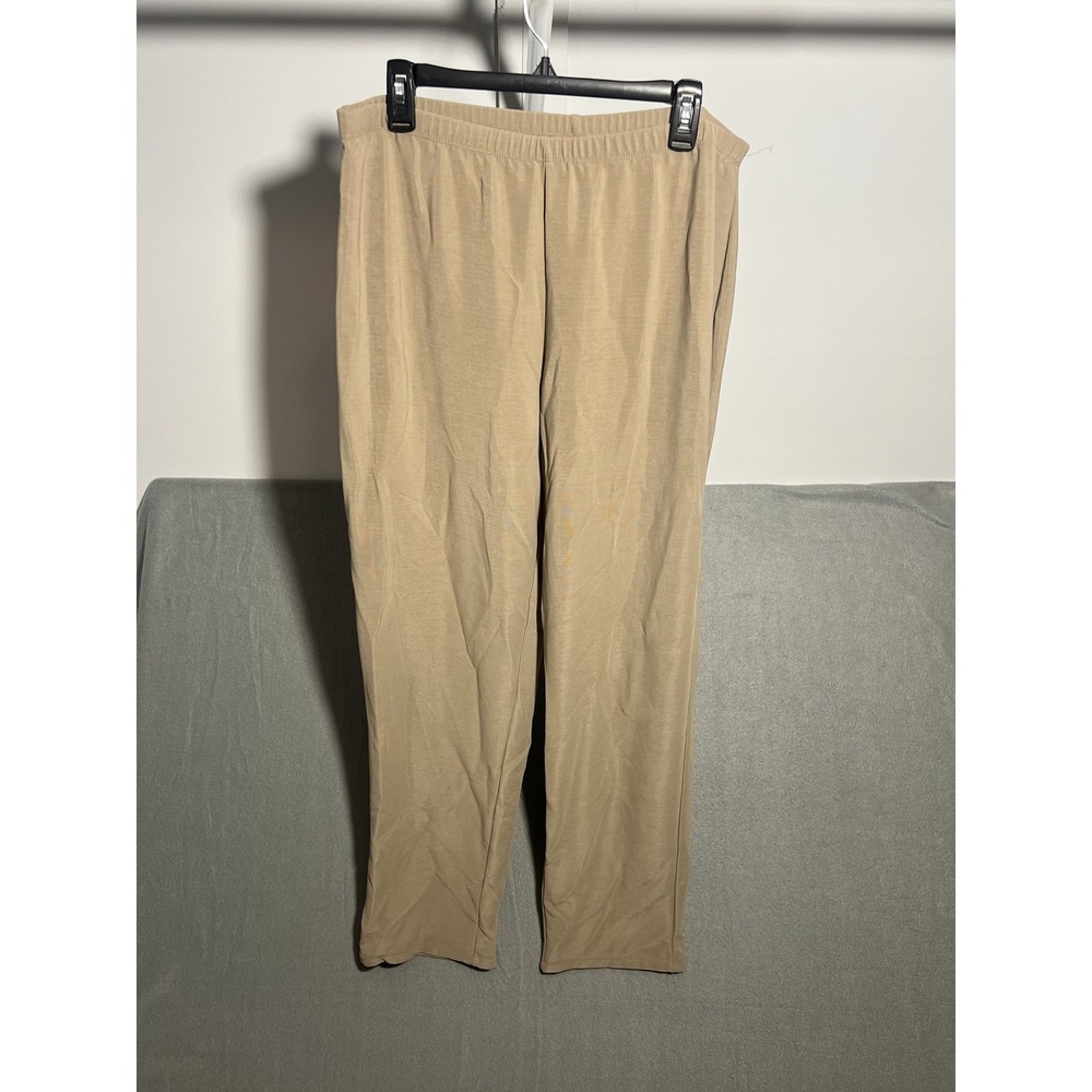 Susan Graver Essentials Women's XL Tan Knit Pull-On Pants Elastic Waist Made in